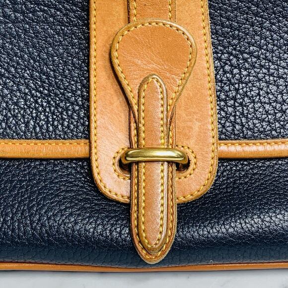 DOONEY & BOURKE Vintage Equestrian Crossbody Bag Navy All Weather Leather EUC - Picture 8 of 15